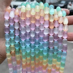 8*12mm Dyed Color Multicolor Selenite Stone Barrel Shape Beads Smooth Loose Spacer For Jewelry Making Diy Necklace Bracelet