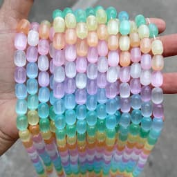 8*12mm Dyed Color Multicolor Selenite Stone Barrel Shape Beads Smooth Loose Spacer For Jewelry Making Diy Necklace Bracelet