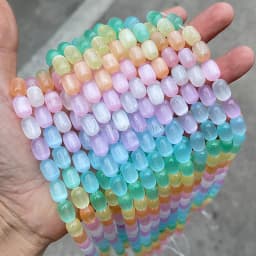 8*12mm Dyed Color Multicolor Selenite Stone Barrel Shape Beads Smooth Loose Spacer For Jewelry Making Diy Necklace Bracelet