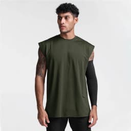 Men's Fitness Running Breathable Exercise Tank Top Sports Casual Sleeveless T-shirts Gym Clothing