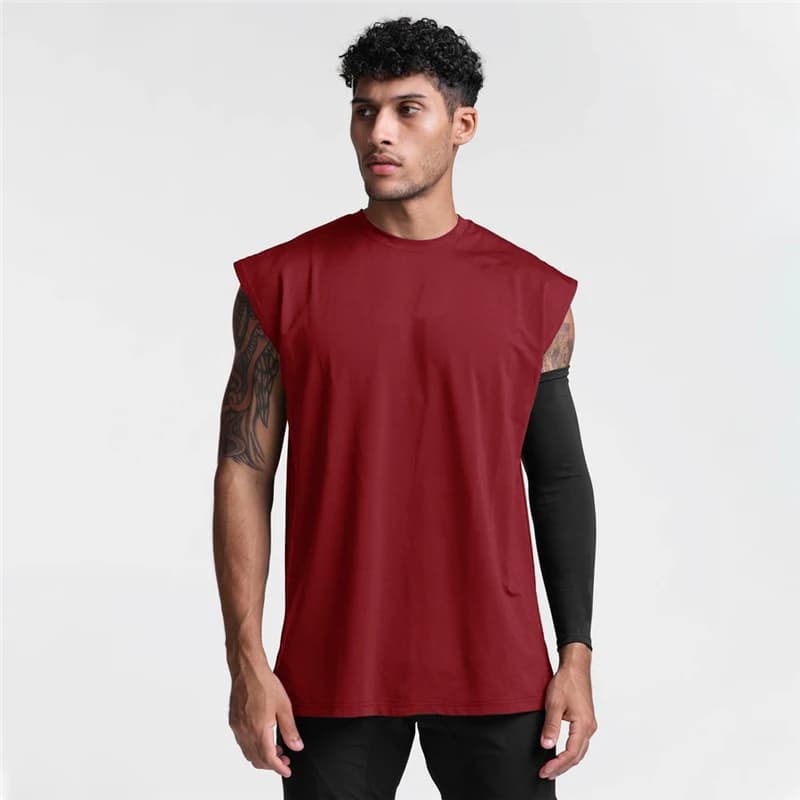 Men's Fitness Running Breathable Exercise Tank Top Sports Casual Sleeveless T-shirts Gym Clothing