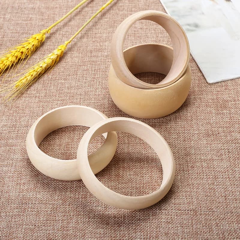 5Pcs Natural Untreated Plain Wooden Blank Bangles Bracelet DIY Jewelry Gift