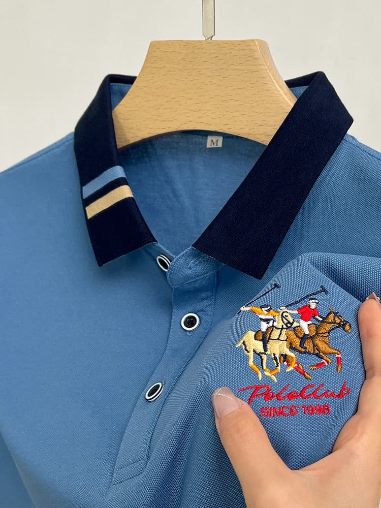 Men's New Exquisite Embroidered Short Sleeved Polo Shirt Summer Business Leisure Breathable T-shirt Top Fashion Men's Clothing