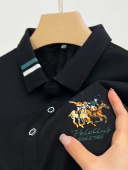 Men's New Exquisite Embroidered Short Sleeved Polo Shirt Summer Business Leisure Breathable T-shirt Top Fashion Men's Clothing