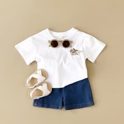 2024 Summer Boys Clothes Boys Girls Outfit Set Casual Leisure Dinosaur Embroidered T-shirt+denim Shorts 2PCS for 0-3Y Childrens