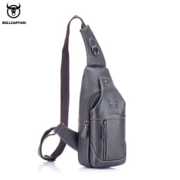 BULLCAPTAIN Genuine Leather Chest Bag Casual Triangle Crossbody Design Travel Shoulder Backpack Men Leather Multifunctional Bag