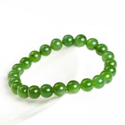 JD Natural Hetian Green Jade Round Bead Bracelets Women Genuine Gemstone Single Circle Reiki Healing Energy Balance Jewelry Gift
