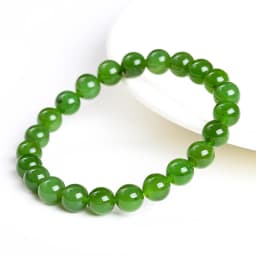 JD Natural Hetian Green Jade Round Bead Bracelets Women Genuine Gemstone Single Circle Reiki Healing Energy Balance Jewelry Gift