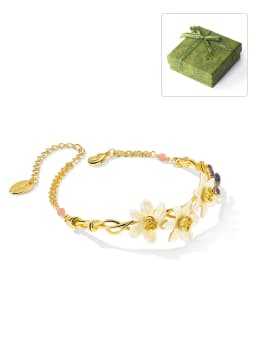Juicy Grape Daffodil Butterfly Bracelets for Women 18K Gold Plated Enameled Craft Adjustable Chain Design Birthday Party Jewelry