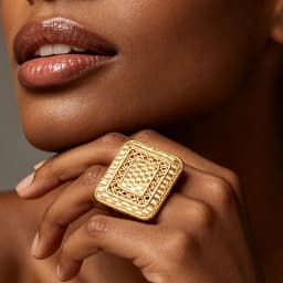 18K Gold Plated Square Grid Hollow Earrings Ring Set For Women Luxury Wedding Bridal Party Accessories Gift