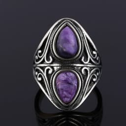 Charms 6x9MM Natural Amethyst S925 Silver Rings Women's Jewelry Vintage Ring Anniversary Party Gifts For Women