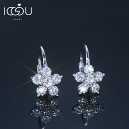 Original 925 Sterling Silver Flower Hoop Clip Earrings D0.60CT Full Moissanite Earrings for Women Wedding Jewelry Valentine Gift