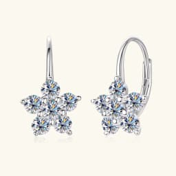 Original 925 Sterling Silver Flower Hoop Clip Earrings D0.60CT Full Moissanite Earrings for Women Wedding Jewelry Valentine Gift