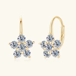 Original 925 Sterling Silver Flower Hoop Clip Earrings D0.60CT Full Moissanite Earrings for Women Wedding Jewelry Valentine Gift