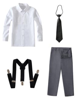 4pcs/set Boys' Suit Set With Pants, Vest, Shirt And Tie School Uniforms