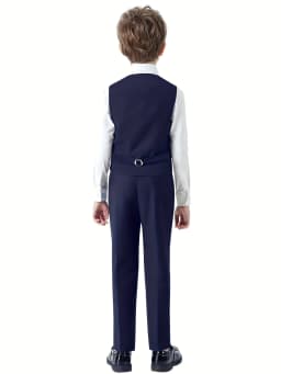 4pcs/set Boys' Suit Set With Pants, Vest, Shirt And Tie School Uniforms