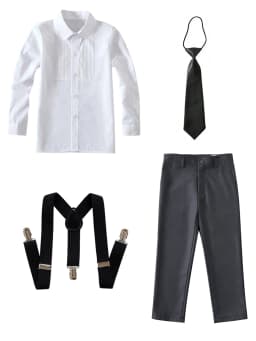4pcs/set Boys' Suit Set With Pants, Vest, Shirt And Tie School Uniforms