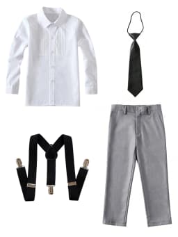 4pcs/set Boys' Suit Set With Pants, Vest, Shirt And Tie School Uniforms