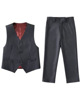 4pcs/set Boys' Suit Set With Pants, Vest, Shirt And Tie School Uniforms