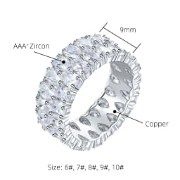 Fashion Luxury Unisex Full Zircon Rings for Women Hiphop Men's Ring Hot Sale Couple Ring Ladies Rings Wedding Party Jewelry Gift