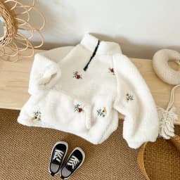 New Baby Girls Winter Coats Fake Lamb Wool Fur Warm Embroider Zippered Jacket Kids Coat Jackets Children Clothes Overcoats