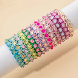 2024 Rainbow 9mm Rhinestone Women Bangle Enamel Colorful Crystal Beads Elastic Bracelet Boho Jewelry Accessories