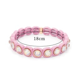 2024 Rainbow 9mm Rhinestone Women Bangle Enamel Colorful Crystal Beads Elastic Bracelet Boho Jewelry Accessories