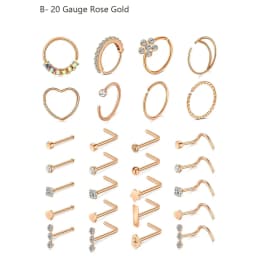 28Pcs/Set 20g Stainless Steel Nose Rings Hoop L Shape Nose Studs Nose Screw Bone  Rainbow Pack For Women Men