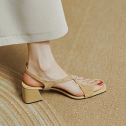 Summer New Casual Fashion Square Toe Thick Heel Open Toe Buckle Solid Color Comfortable Sexy Banquet Women's Shoes