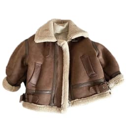 Cashmere Leather Jacket Winter Keep Warm Boys Jacket Thick Lining with Plush Fur Collar Hooded Heavy Coat for Kids Girls Coats