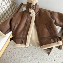 Cashmere Leather Jacket Winter Keep Warm Boys Jacket Thick Lining with Plush Fur Collar Hooded Heavy Coat for Kids Girls Coats
