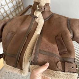 Cashmere Leather Jacket Winter Keep Warm Boys Jacket Thick Lining with Plush Fur Collar Hooded Heavy Coat for Kids Girls Coats