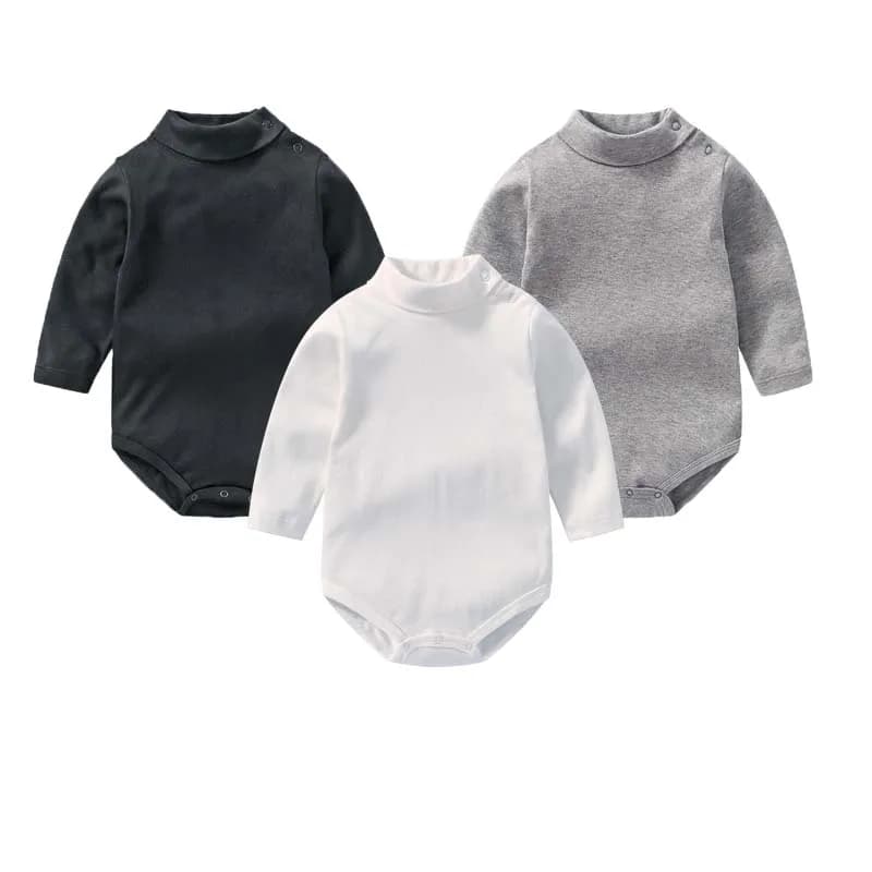 Newborn Baby Turtleneck Bodysuit Pure Cotton Solid Color Soft Comfort Jumpsuit 100% Cotton For Boys Girls Bodysuit 0-24 Months