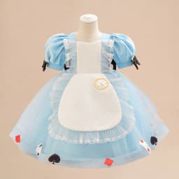 Baby Alice Princess Girls Dresses Kids Blue Lolita Maid Birthday Party Palace Dress Vintage Toddler Wedding Poker Tutu Prom Gown