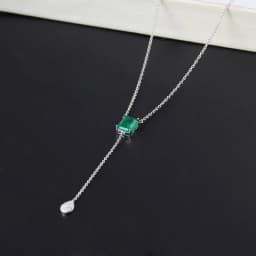 FFGems Created Emerald Pendant Necklace Green Gemstone Fine Jewelry For Women Lady Engagement Wedding Party Gift With Box