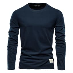 100% Cotton Long Sleeve T Shirt For Men Solid Spring Casual Mens T-shirts High Quality Male Tops Classic Clothes Men's T-shirts