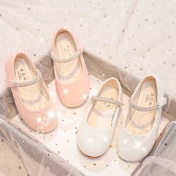 New Soft Rhinestones Shine Solid Color Simple Non-slip Girls Mary Janes for Party Wedding Shows Cute leather shoes