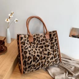 Women's Faux Fur Cow Print Designer Shopper Totes Soft Plush Female Shoulder Bags Winter Large Capacity Handbags and Purse