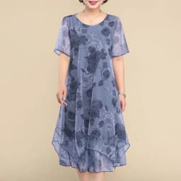 NEW O-Neck Short Sleeve Dresses Vintage Floral Printed Summer Gauze Spliced Women's Clothing Stylish Irregular Loose Midi Dress