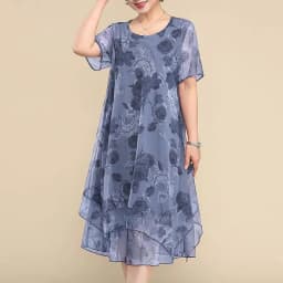 NEW O-Neck Short Sleeve Dresses Vintage Floral Printed Summer Gauze Spliced Women's Clothing Stylish Irregular Loose Midi Dress