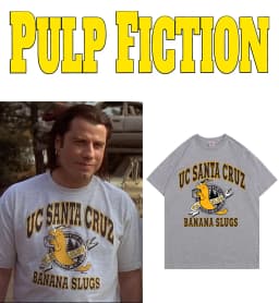 Famous Director Quentin Tarantino Movie Pulp Fiction Jhon Travolta Banana Slugs Same Style Tshirt Men Women Casual Loose T-shirt