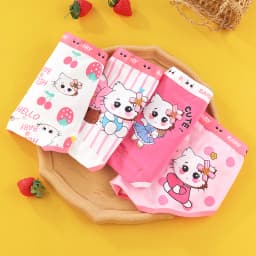4PCS Cute Panties Girl Soft Shorts Briefs Underwear Cartoon Panties for Girls Children Children's Cotton Underwears Clothing
