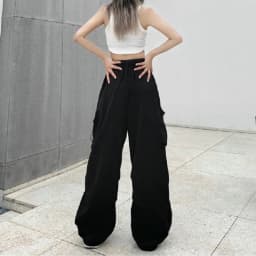Women Casual Cargo Pant Solid Low Waist Drawstring Big Pockets Wide Leg Baggy Trousers Female Y2K Streetwear Oversize Sweatpants