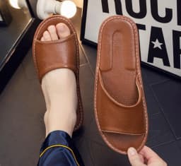 Genuine Leather Slippers Unisex Indoor Home Shoes Men Flat Classic House Slippers Woman Leather Shoes For Men