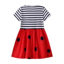 Jumping Meters New Arrival Ladybug Embroidery Children's Princess Girls Dresses Stripe Hot Selling Kids Baby Frocks
