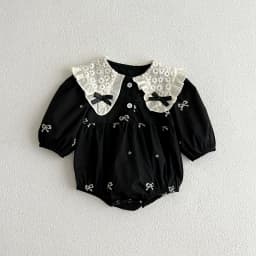 Sisters Clothes Infant Baby Girls Lace Collar Dress Rompers Kids Baby Girls Embroider Bow Princess Dress Family Clothes Rompers