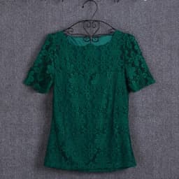 Summer women's sexy floral lace slim-fit shirt shirt ladies elegant casual short-sleeved T-shirt top