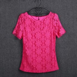 Summer women's sexy floral lace slim-fit shirt shirt ladies elegant casual short-sleeved T-shirt top