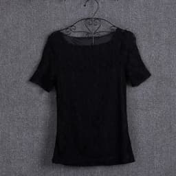 Summer women's sexy floral lace slim-fit shirt shirt ladies elegant casual short-sleeved T-shirt top