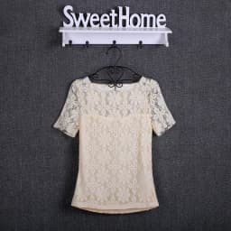 Summer women's sexy floral lace slim-fit shirt shirt ladies elegant casual short-sleeved T-shirt top